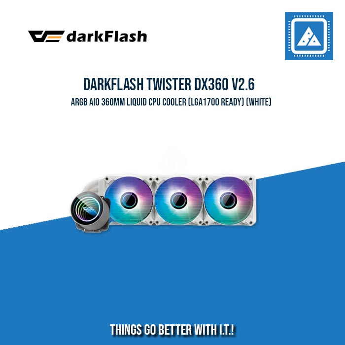 DARKFLASH TWISTER DX360 V2.6 ARGB AIO 360MM LIQUID CPU COOLER (LGA1700 READY) DARKFLASH TWISTER DX360 V2.6 ARGB AIO 360MM LIQUID CPU COOLER (LGA1700 READY)